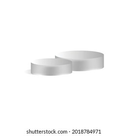  two realistic white blank product podium scene isolated on white background