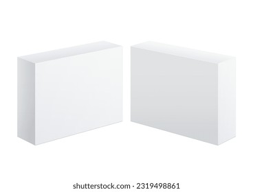 Two Realistic White paper Package Box. Pack box for Software, electronic device and other products. Mockup Vector illustration.