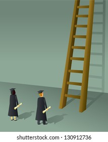 Two Recent College Grads Getting Ready To Climb The Ladder To Success.