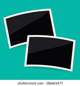 Two rectangular instant photos. Flat design. Vector illustration.