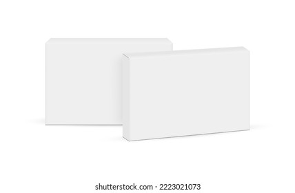 Two Rectangular Packaging Boxes Mockups, Isolated on White Background. Vector Illustration