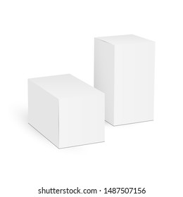 Two rectangular paper boxes mockups isolated on white background. Vector illustration