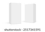 Two Rectangular Paper Packaging Boxes Mockups, Side View, Isolated on White Background. Vector Illustration