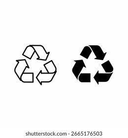 Es werden zwei Recyclingsymbole angezeigt. Das eine ist ein Umriss, das andere ist einfarbig schwarz.