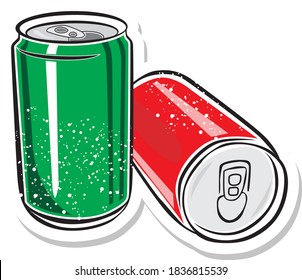 Two Red Aluminum Can, vector illustration