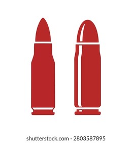 Two red ammunition cartridges isolated object graphic illustration vector