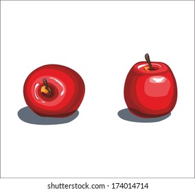 Two red apples freestanding,symbol vector on a white background