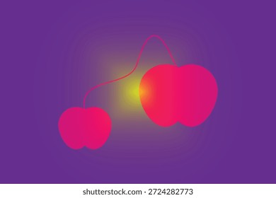 Ilustración de dos manzanas rojas con luz brillante sobre fondo hermoso