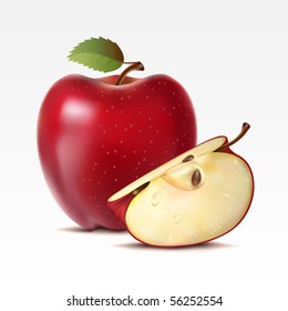 Two red apples on a white background