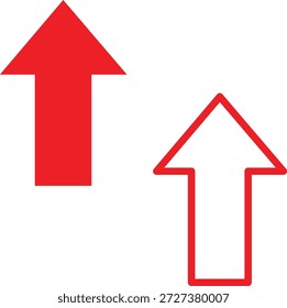 Duas setas vermelhas apontando para cima em estilos diferentes sobre fundo branco
