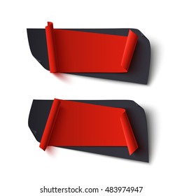 Two red and black, abstract banners isolated on white background. Vector illustration.