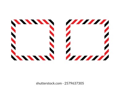 Two Red and Black Striped Square Frames on White Background.