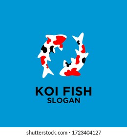 two red black white koi fish logo icon design