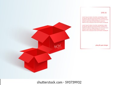 Two red boxes closeup. Vector. For your design