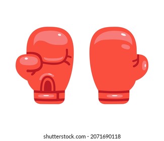 Zwei rote Boxhandschuhe. Cartoon-Stil. Vektorgrafik.