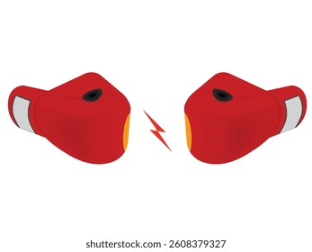 Two red boxing gloves facing off
