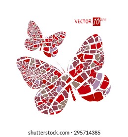 two red butterfly mosaic. Vector