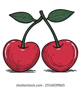 Dos cerezas rojas con hojas verdes y Subgrupos