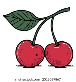 Dos cerezas rojas con hojas verdes y Subgrupos