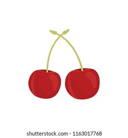 Two Red Cherries Icon Symbol Illustration on White Background