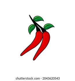 two red chilies logo illustration vector