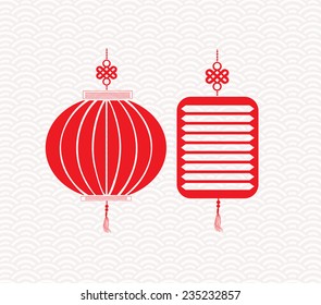 Two red chinese lantern garland