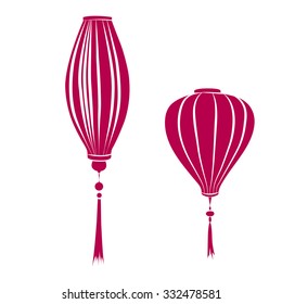 Two red chinese New year symbols. Vector illustration
