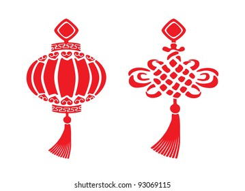 Two red chinese New year symbols