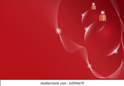 two red Christmas ball on a red background.vector eps10  illustration