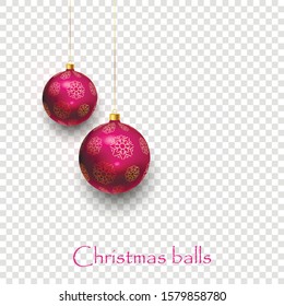 Two red christmas balls on isolated layers.