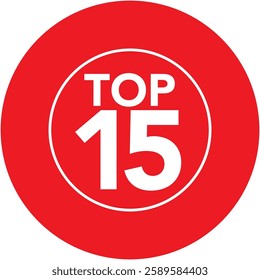two red circle for winner award text title with word top 15 white color.