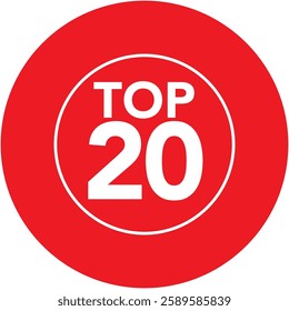 two red circle for winner award text title with word top 20 white color.