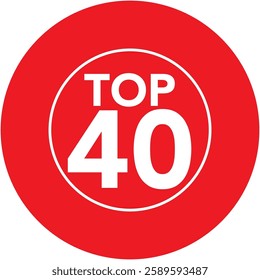 two red circle for winner award text title with word top 40 white color.