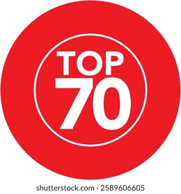 two red circle for winner award text title with word top 70 white color.