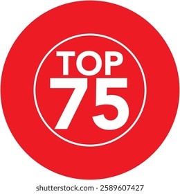 two red circle for winner award text title with word top 75 white color.