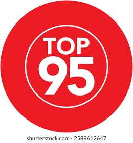 two red circle for winner award text title with word top 95 white color.