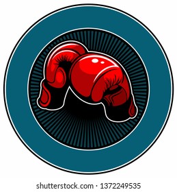 Two red color boxing gloves. Boxing vector logo design elements.