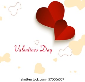 two red color hearts decorative beautiful background for the invitation, a banner, a card, posters, brochure, banners for St. Valentine's Day. 