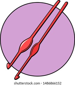 zwei rote Häkelhaken, Farbgrafik