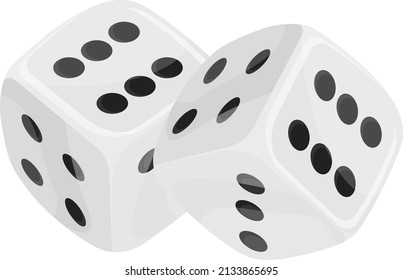 Two red dice, illustration, vector on a white background.