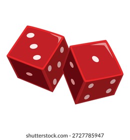 Zwei rote Würfel, die verschiedene Zahlen zeigen, die Glücksspiel und Zufall repräsentieren