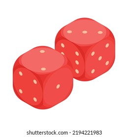 Two red dices isometric icon on white background 3d vector illustration