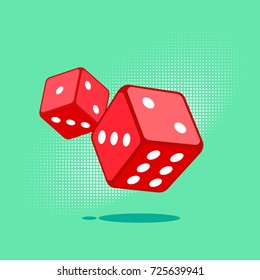 Dos prejuicios rojos sobre el fondo verde, con sombra, aislados. Vector, ilustración, plano