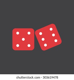Two red dices simple flat style icon. Gamble,random and risk. Vector EPS8