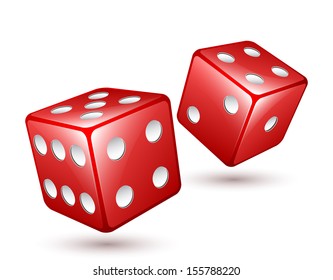 Two red dices vector illustration