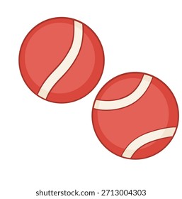 Two Red Dog Ball Toy Vector Illustration Isolated