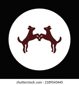 Two red dog circle vector logo 