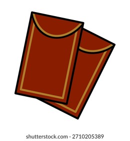 Dos sobres rojos con adornos dorados, aislados en blanco. Ilustración simple y limpia. Representa regalos, dinero, celebración y tradiciones culturales. Festivo y simbólico.