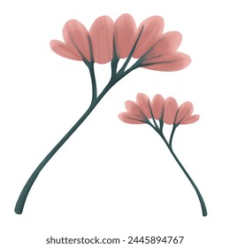 two red flowers with hand drawing