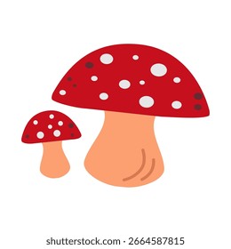 Dos setas agáricas de mosca roja — estilo de Ilustración vectorial plana